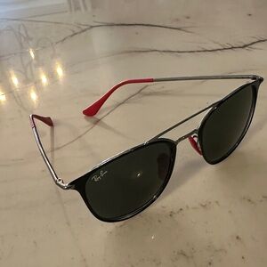 Ray-Ban Silver and Red Sunglasses